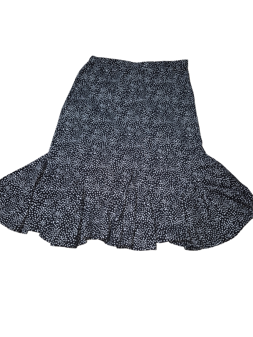Vintage 90's Black and White Geometric Square Patterned Flounced Hem Skirt Small
